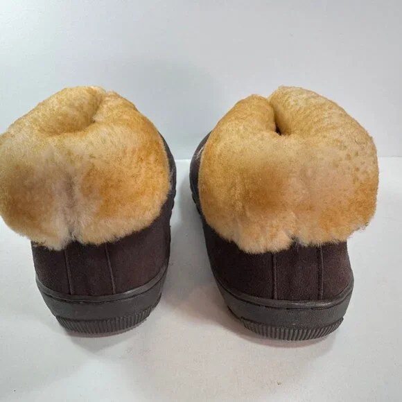Great Northwestern Men's Brown Suede Leather Shearling Slip On Slippers sz 11 - Picture 5 of 11